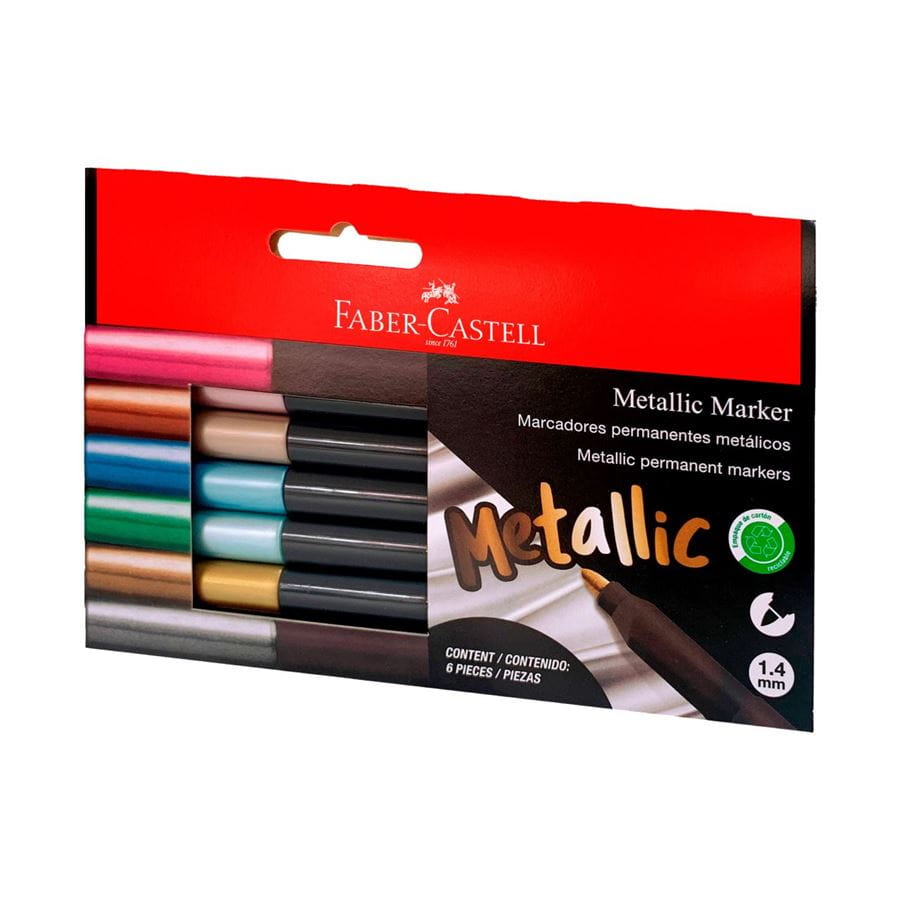 Faber-Castell - Marcador permanente metalico x 6 colores