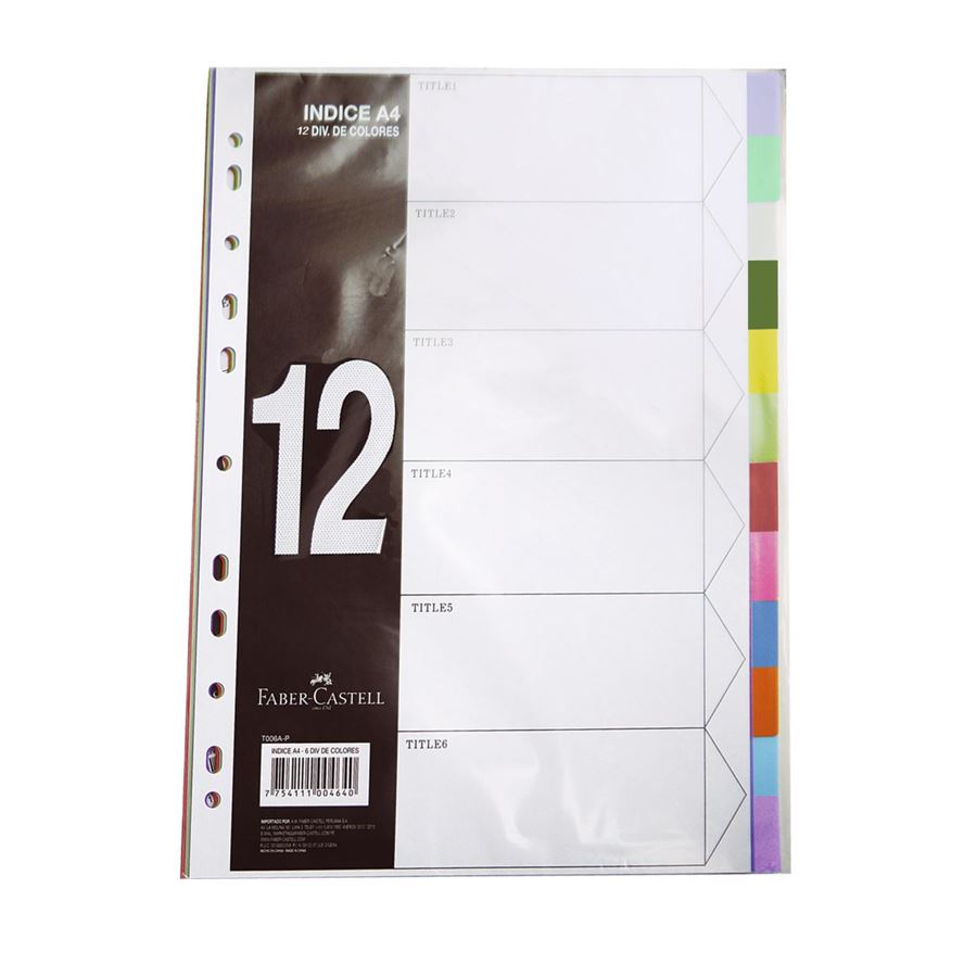 Faber-Castell - Índice T1012 A4 con 12 divis numéricas