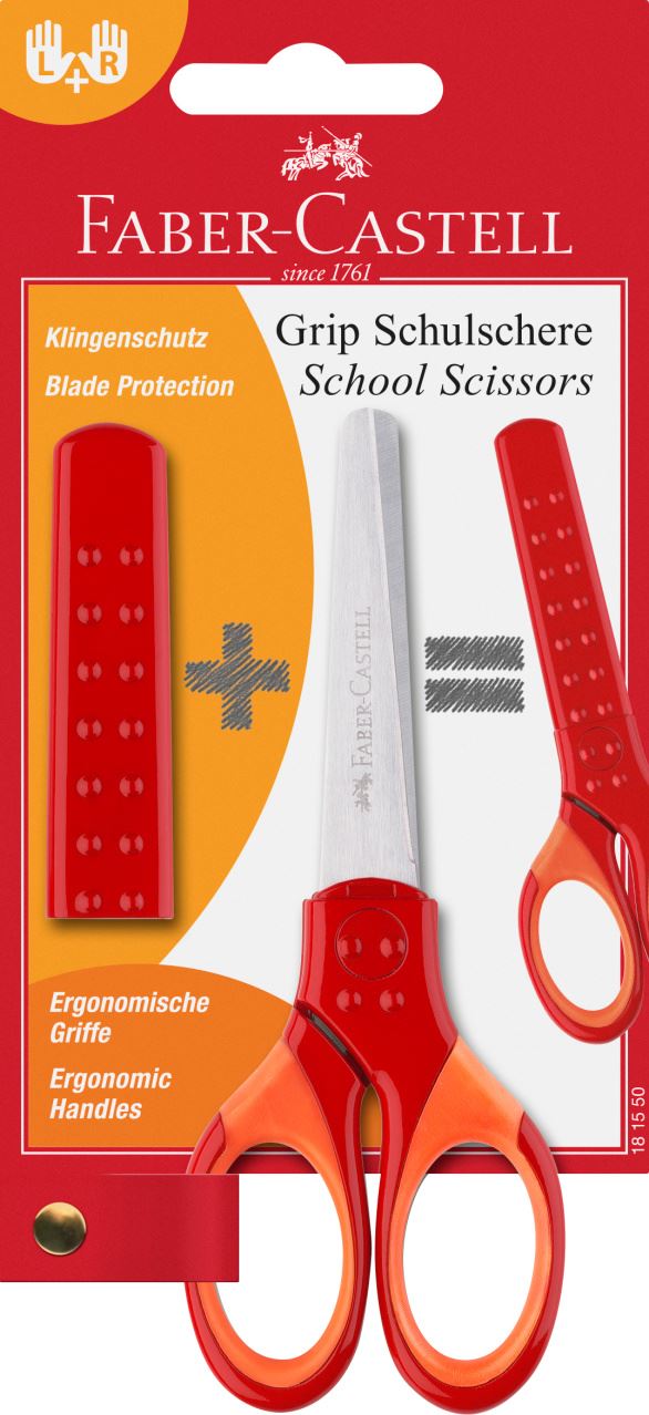 Faber-Castell - Tijera escolar Grip, rojo