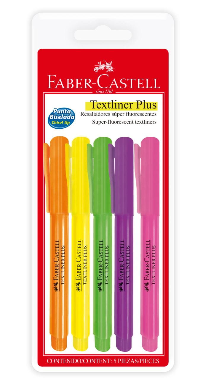 Faber-Castell - Destacadores Textliner Plus superfluorescente x5