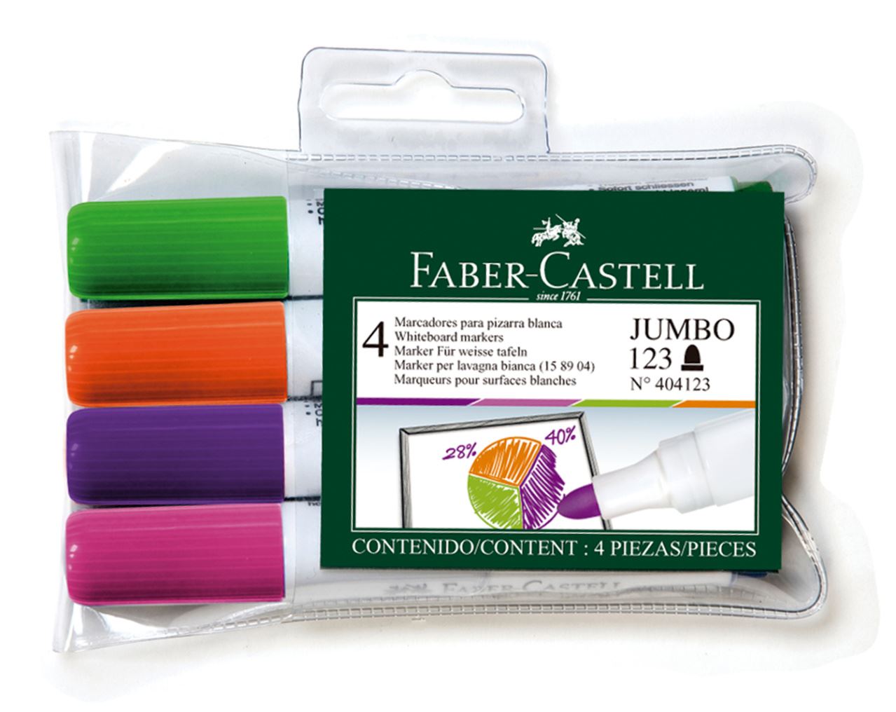 Faber-Castell - Plumón para pizarra WBM 123 x 4