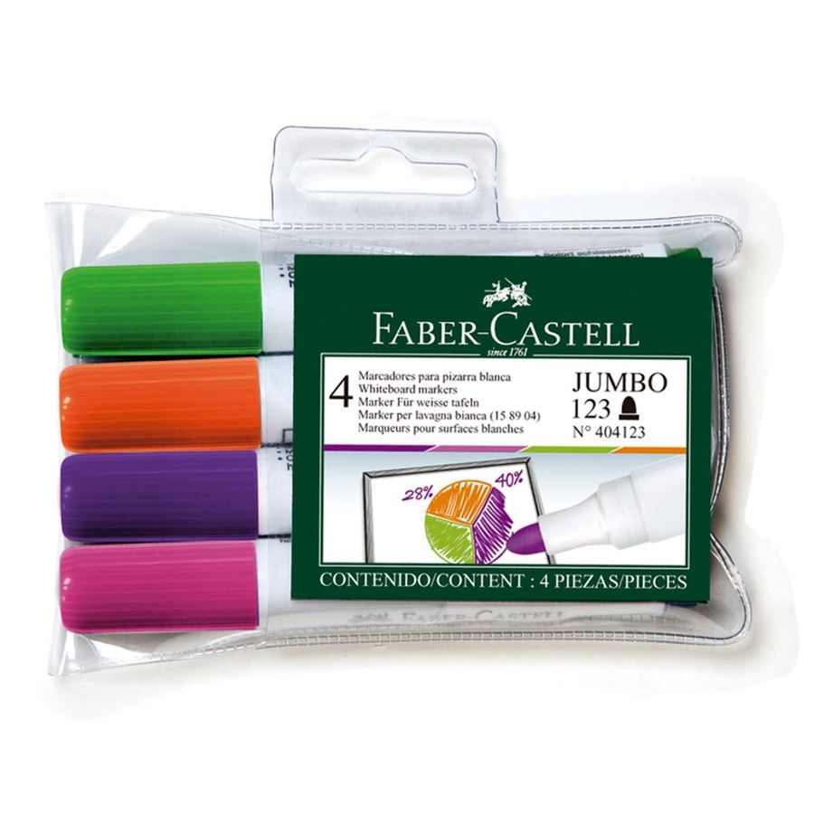 Faber-Castell - Plumón para pizarra WBM 123 x 4