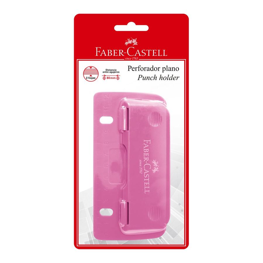 Faber-Castell - Perforador plano mini rosado blíster x1