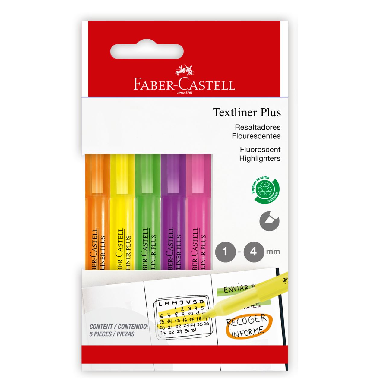 Faber-Castell - Resaltadores Textliner Plus cartón x 5 colores