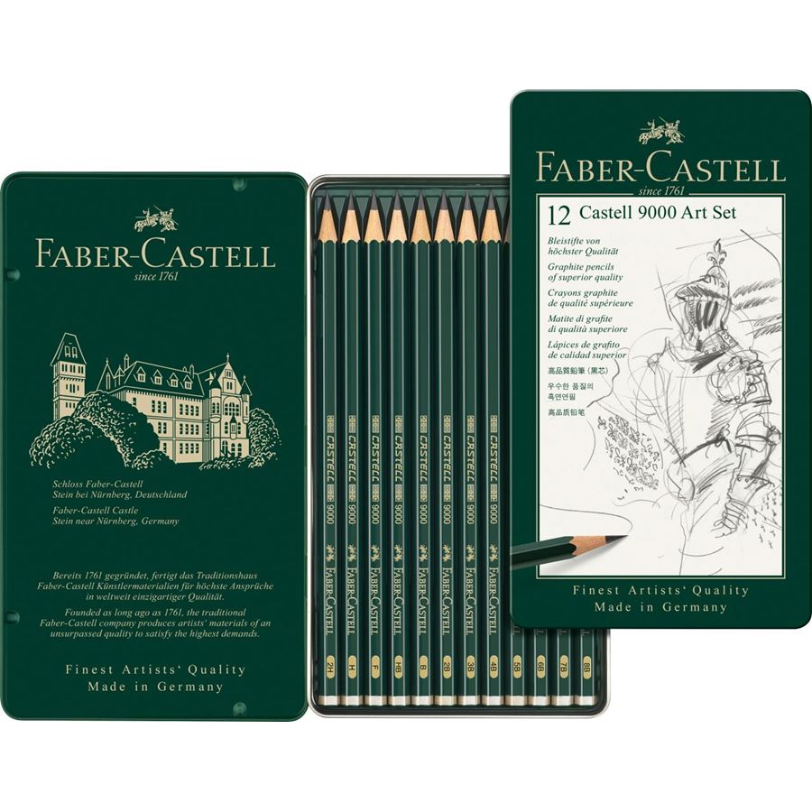 Faber-Castell - Juego de Dibujo con 12 lápices Castell 9000, 8B-2H