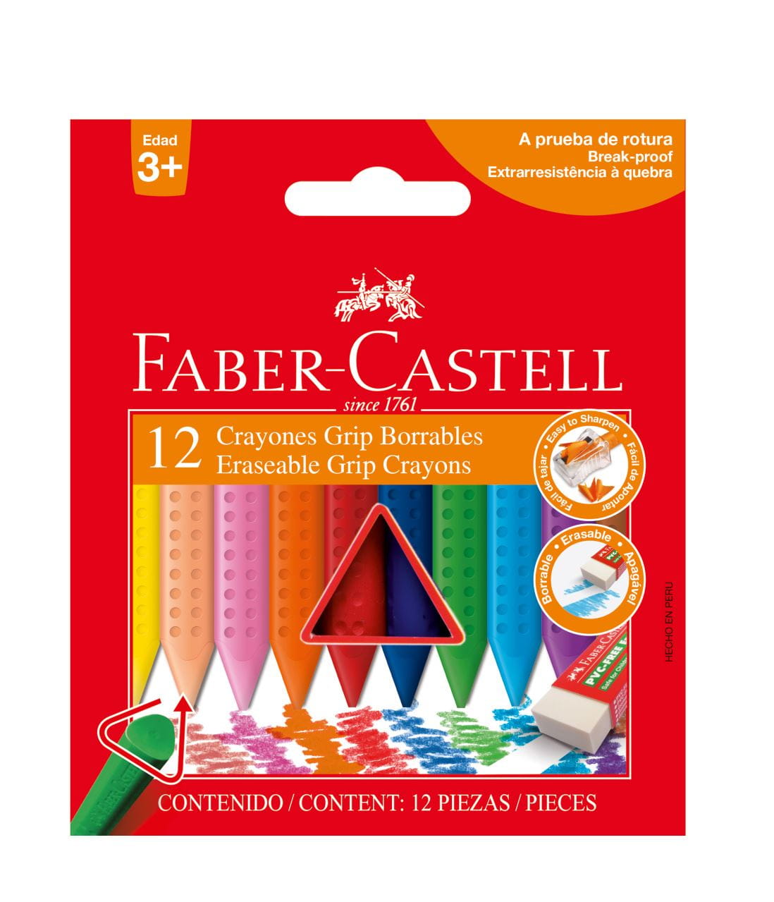 Faber-Castell - Crayones Grip delgadas 242012 estuchex12