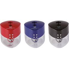 Faber-Castell - Afilalápices doble Grip, rojo/azul/negro, colores surtidos