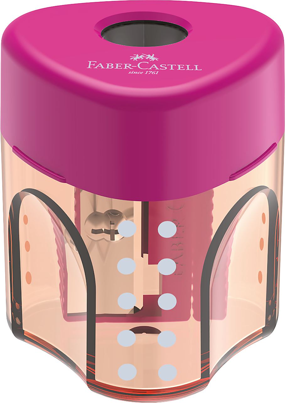 Faber-Castell - Afilalápices Grip con depósito, 3 colores Trend surtidos