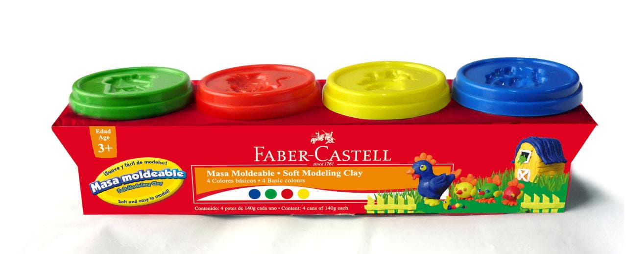 Faber-Castell - Masa moldeable pote 140gr. estuche x4