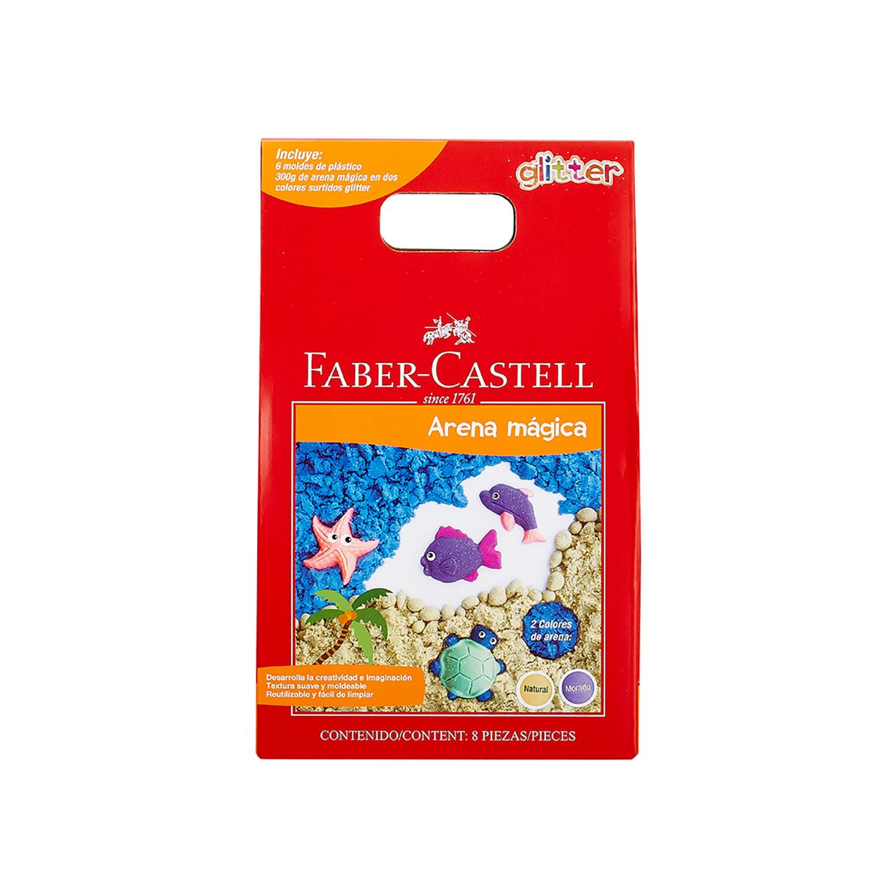 Faber-Castell - Arena mágica glitter 300g + 6 moldes