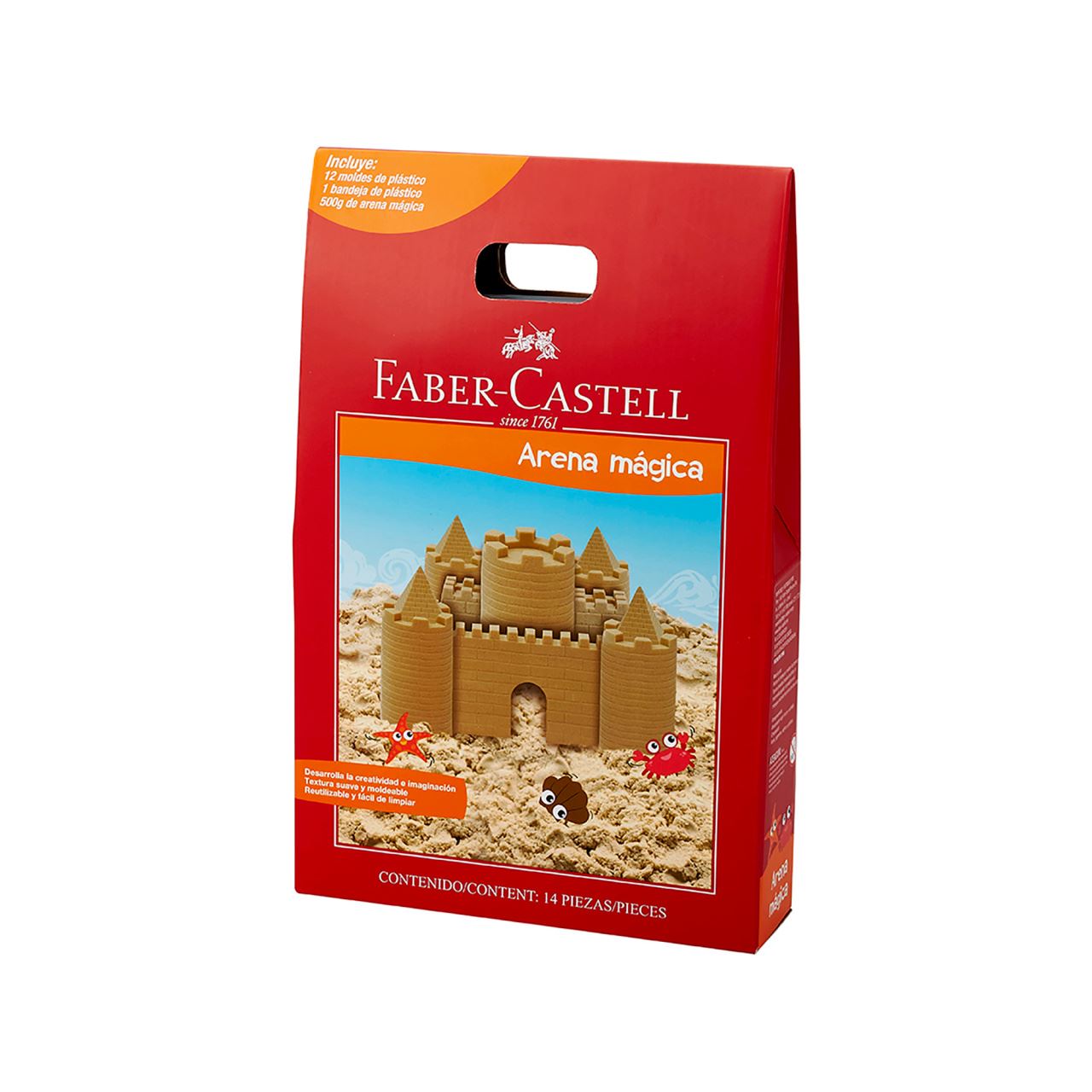 Faber-Castell - Arena mágica std 500g+12moldes+bandeja