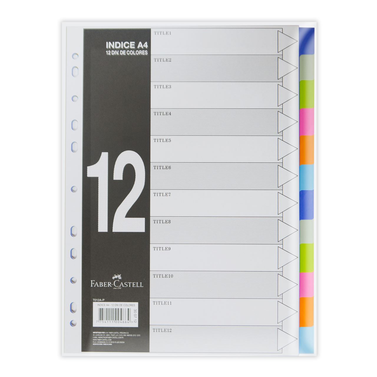 Faber-Castell - Índice T012A-P A4 con 12 divi de colores