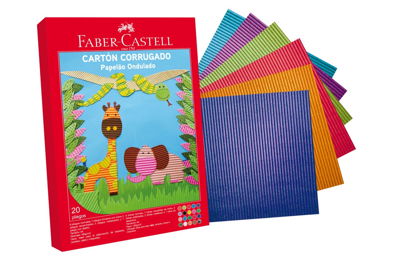 Faber-Castell - Cartulina corrugada A4 caja x 20 hojas