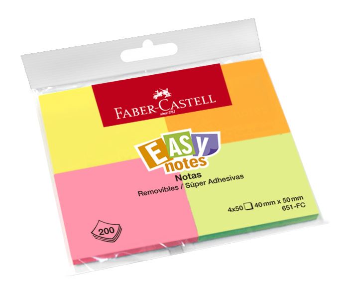 Faber-Castell - Nota adhesiva 200 hojas colores neon