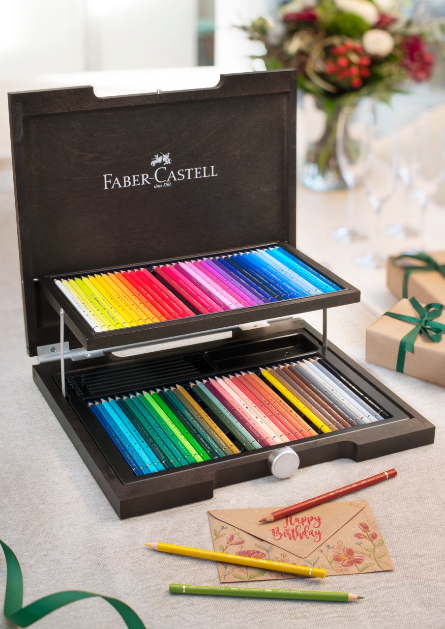 Faber-Castell - Estuche de madera con 72 lápices de color Polychromos